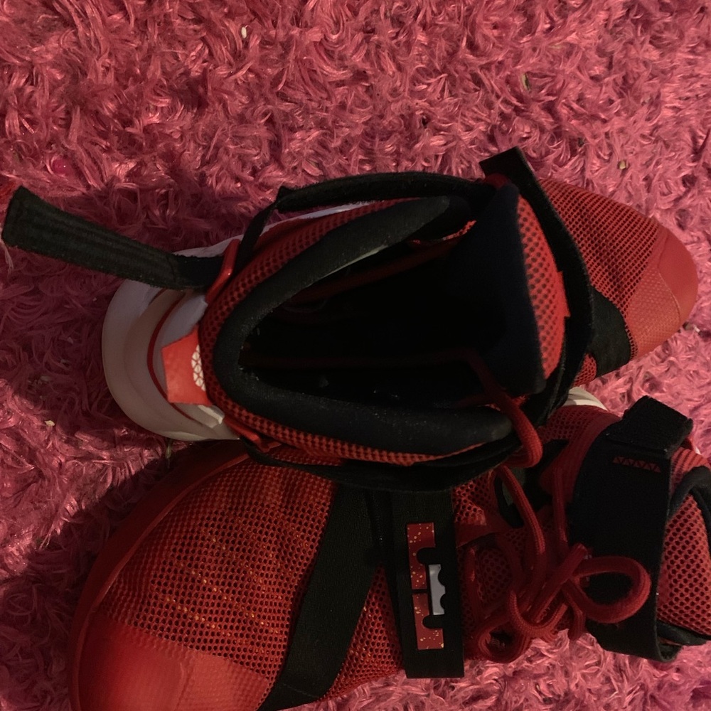 Red black and white lebrons